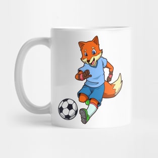 Cartoon fox plays soccer Mug